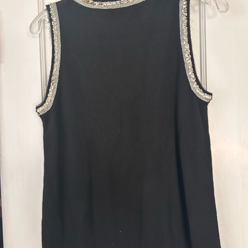 Jcrew Cashmere Embellished Black Sleeveless Top Size M